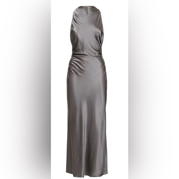 NWT reformation silk cassette dress in gunmetal - Picture 3 of 8